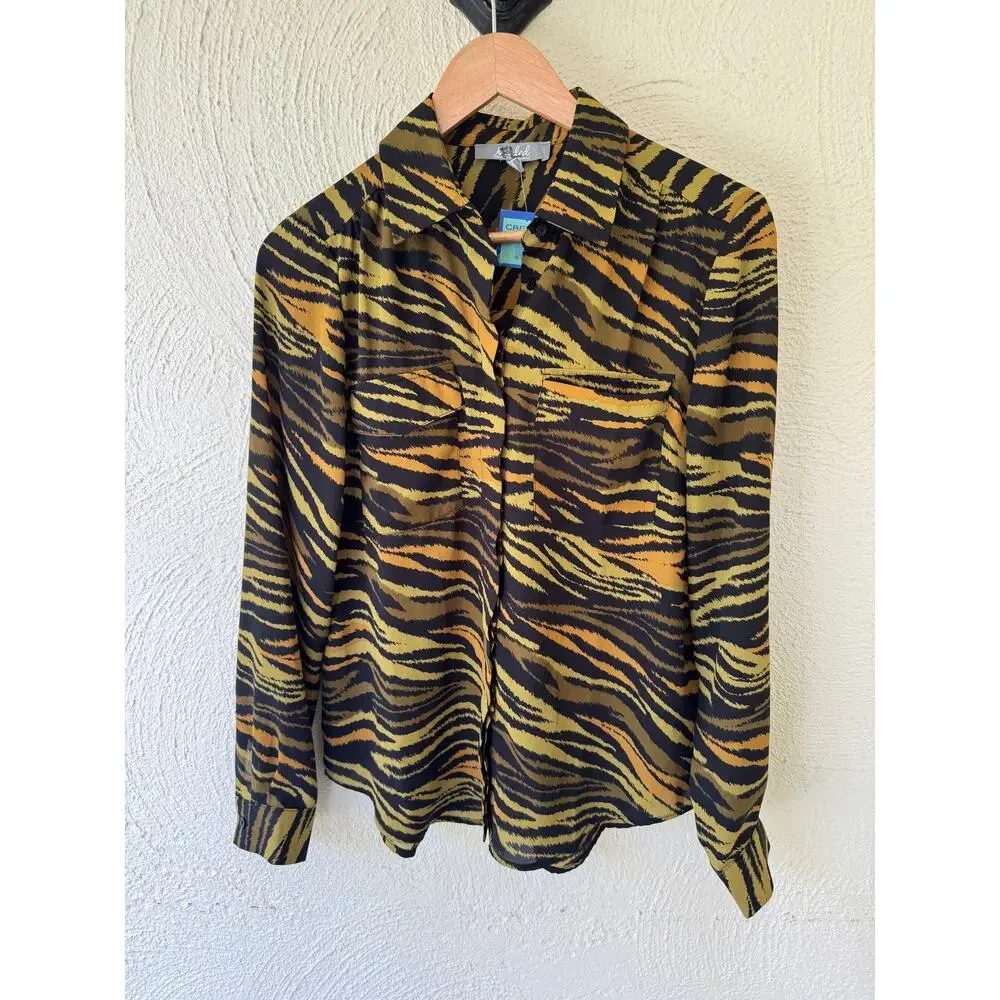 Y2K Marled Tiger Print Blouse - Picture 8 of 8